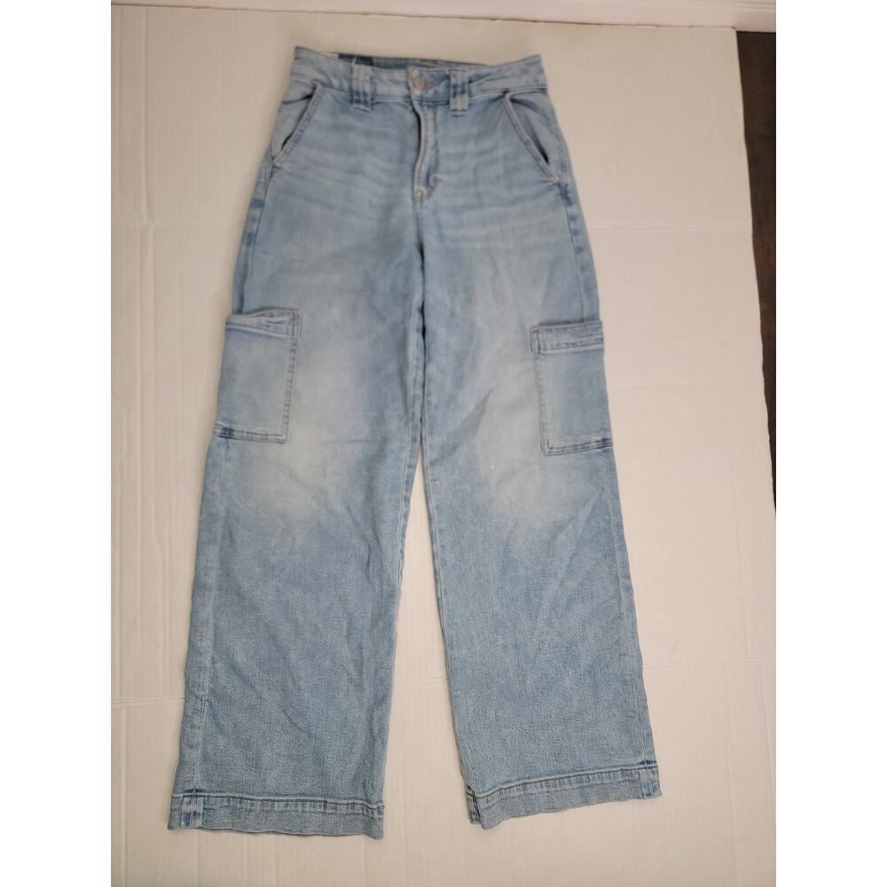 American Eagle Jeans Womens 0 Short Super High Rise Baggy Wide Leg Cargo Drapey - Picture 3 of 11